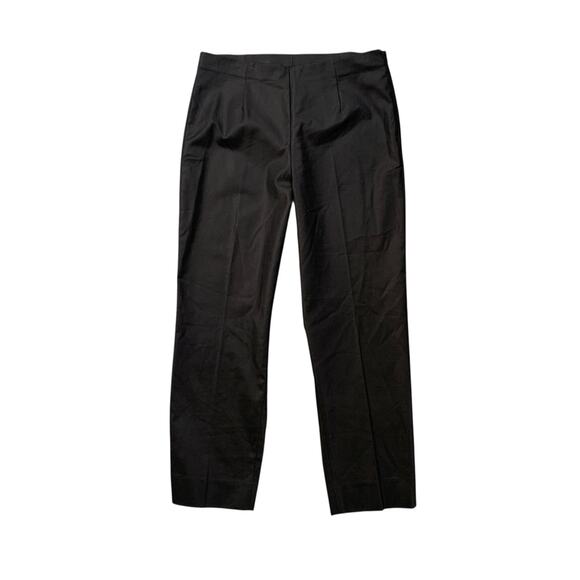 Nic+Zoe Pants Womens 10 Black Stretch Straight Side Zip Pleated Cropped Trousers - Picture 1 of 11